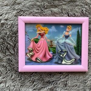 Pink Framed Disney Princess Holographic Artwork